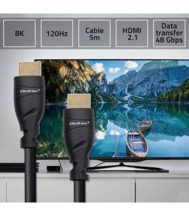 Qoltec 50353 HDMI v2.1 Cable Ultra high speed 8K 60Hz 26AWG GOLD 5m