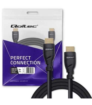 Qoltec 50353 HDMI v2.1 Cable Ultra high speed 8K 60Hz 26AWG GOLD 5m