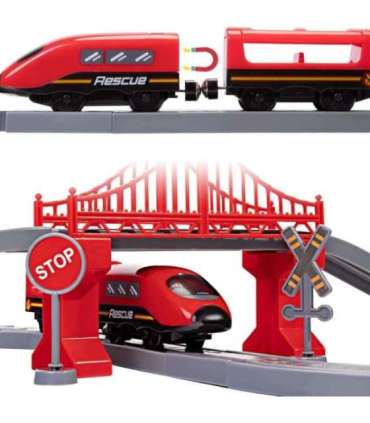 WOOPIE Zestaw Kolejka Elektryczna Lokomotywa Straż Pożarna 66el.