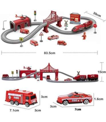 WOOPIE Zestaw Kolejka Elektryczna Lokomotywa Straż Pożarna 66el.