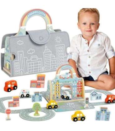 TOOKY TOY mini-linnakomplekt — kaasaskantav autokomplekt kotis