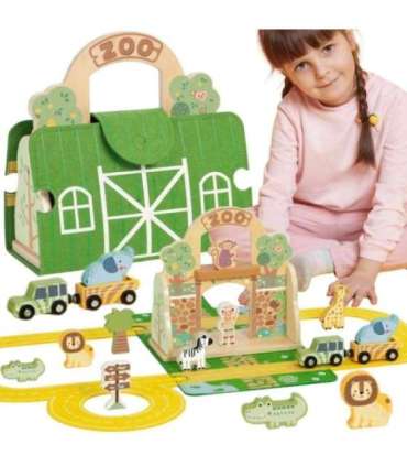 TOOKY TOY Mini ZOO kaasaskantav loomade komplekt koos kotiga
