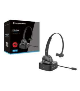 Conceptronic POLONA03BD POLONA Wireless Bluetooth Headset with Charging Dock, Wireless, 0 - 20 KHz