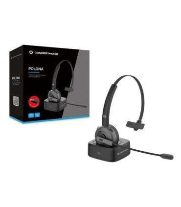 Conceptronic POLONA03BD POLONA Wireless Bluetooth Headset with Charging Dock, Wireless, 0 - 20 KHz