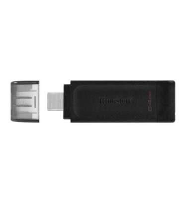 Kingston DT70/64GB DT70 DataTraveler, 64GB, USB Type-C, USB 3.2 Gen 1, Cap, Black