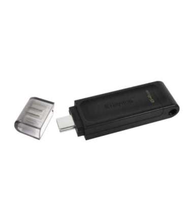 Kingston DT70/64GB DT70 DataTraveler, 64GB, USB Type-C, USB 3.2 Gen 1, Cap, Black