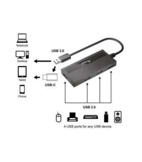 Equip 12895607101 4-Port USB 3.0 Hub with USB-C Adapter, USB 3.2 Gen 1, USB Type-C, USB Type-A