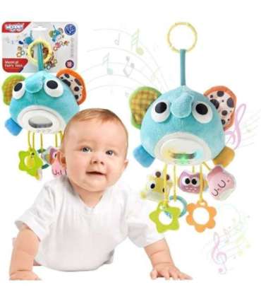 WOOPIE Baby Pluszowy Słonik Maskotka Interaktywna Przytulanka Muzyczna z Zawieszkami i Gryzakami