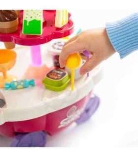 WOOPIE Sklep Food Truck Cukiernia Wózek Stoisko z Lodami Słodyczami Dźwięk Światło + 36 Akc