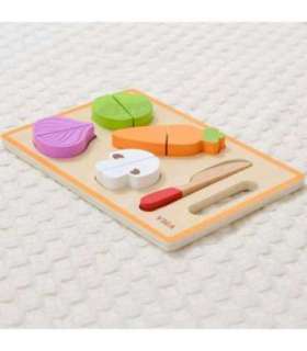 VIGA Drewniana Układanka Edukacyjna Montessori Warzywa do Krojenia