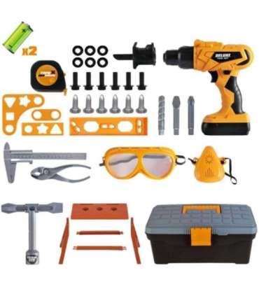 WOOPIE Zestaw Narzędzi Małego Majsterkowicza z Wkrętarką w Walizce 39el.