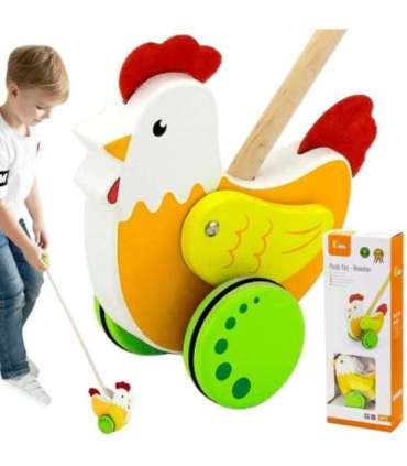 VIGA Drewniany Pchacz Edukacyjny Kurka