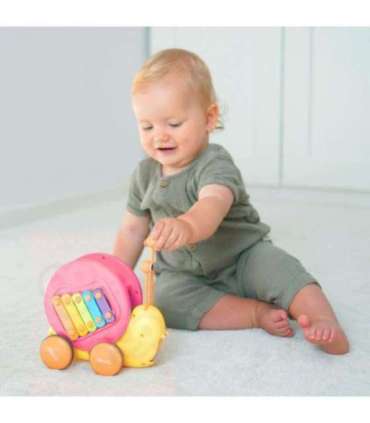 WOOPIE Ślimak do Ciągnięcia 4w1 Cymbałki Zębatki Sensoryczne Wyrzutnia + Małe Autko