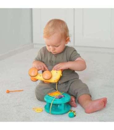 WOOPIE Ślimak do Ciągnięcia 4w1 Cymbałki Zębatki Sensoryczne Wyrzutnia + Małe Autko