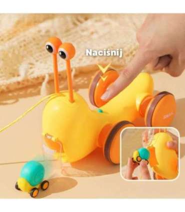 WOOPIE Ślimak do Ciągnięcia 4w1 Cymbałki Zębatki Sensoryczne Wyrzutnia + Małe Autko