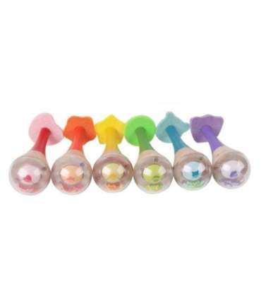 CLASSIC WORLD Grzechotka 2w1 Drewniany Instrument Tęczowy Marakas 1 szt.