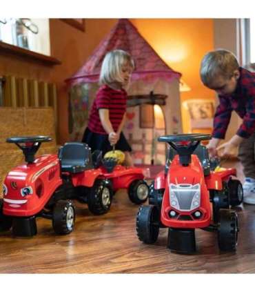 FALK Traktorek Baby Mac Cormick Czerwony z Przyczepką + akc. od 1 roku