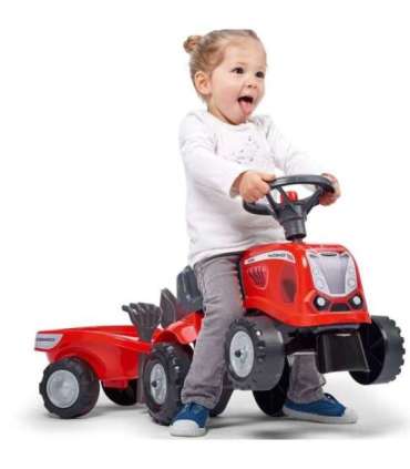 FALK Traktorek Baby Mac Cormick Czerwony z Przyczepką + akc. od 1 roku