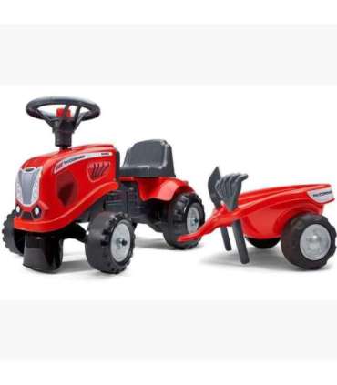 FALK Traktorek Baby Mac Cormick Czerwony z Przyczepką + akc. od 1 roku