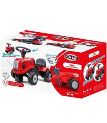 FALK Traktorek Baby Mac Cormick Czerwony z Przyczepką + akc. od 1 roku