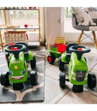 FALK Traktorek Baby Claas Zielony z Przyczepką + akc. od 1 roku