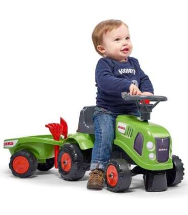 FALK Traktorek Baby Claas Zielony z Przyczepką + akc. od 1 roku