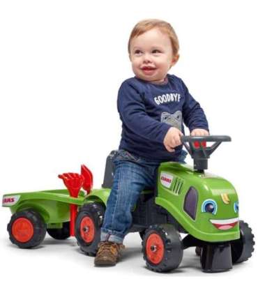 FALK Traktorek Baby Claas Zielony z Przyczepką + akc. od 1 roku