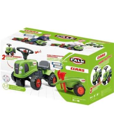FALK Traktorek Baby Claas Zielony z Przyczepką + akc. od 1 roku