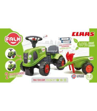 FALK Traktorek Baby Claas Zielony z Przyczepką + akc. od 1 roku