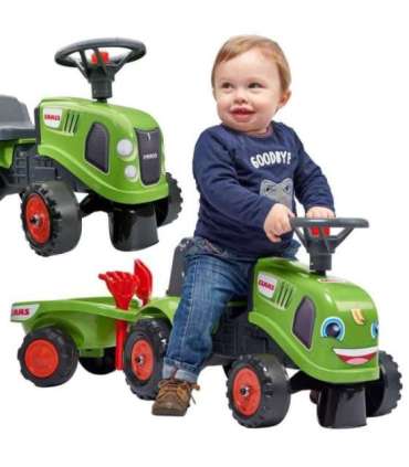FALK Traktorek Baby Claas Zielony z Przyczepką + akc. od 1 roku