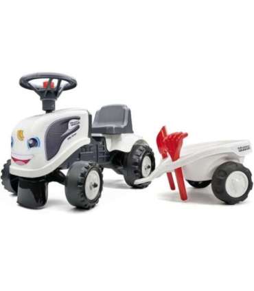 FALK Traktorek Baby Valtra Biały z Przyczepką + akc. od 1 roku