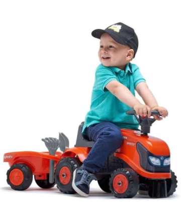 FALK Traktorek Kubota Pomarańczowy z Przyczepką + akc. od 1 roku