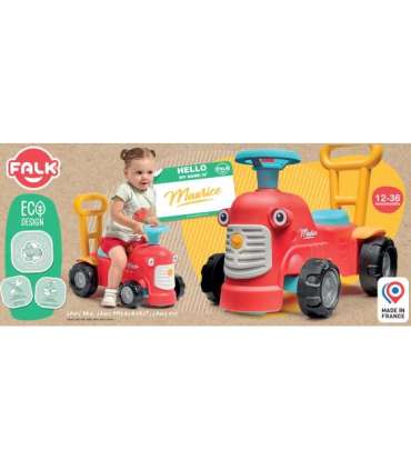 FALK Maurice Traktorek Jeździk Czerwony Pchacz Odpychacz Schowek od 1 roku