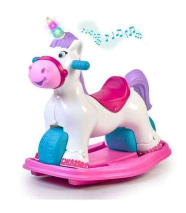 FEBER Interaktywny Bujany Jednorożec 2w1 – Jeździk Biegowy