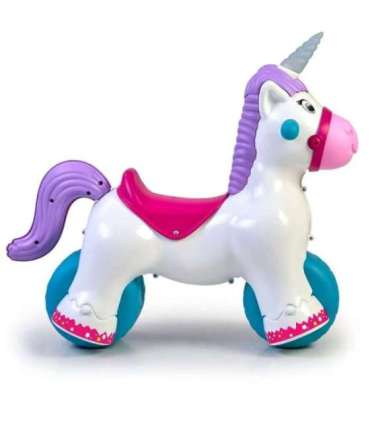 FEBER Interaktywny Bujany Jednorożec 2w1 – Jeździk Biegowy
