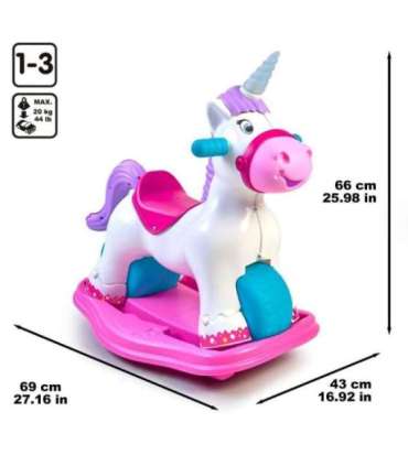 FEBER Interaktywny Bujany Jednorożec 2w1 – Jeździk Biegowy
