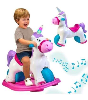 FEBER Interaktywny Bujany Jednorożec 2w1 – Jeździk Biegowy