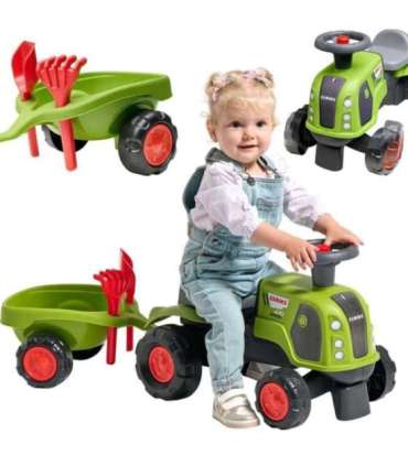 FALK Jeździk Claas 470 Arion Zielony z Przyczepką  + Zestaw do piasku