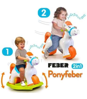 FEBER Interaktywny Bujany Konik 2w1 – Jeździk Biegowy