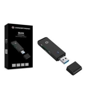 Conceptronic BIAN02B BIAN SD Card Reader USB 3.0, (Micro-)SD, USB 3.2 Gen 1 Type-A, Black