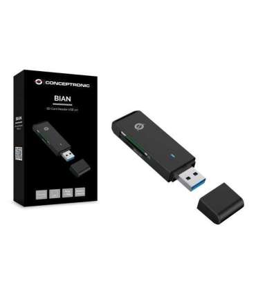 Conceptronic BIAN02B BIAN SD Card Reader USB 3.0, (Micro-)SD, USB 3.2 Gen 1 Type-A, Black