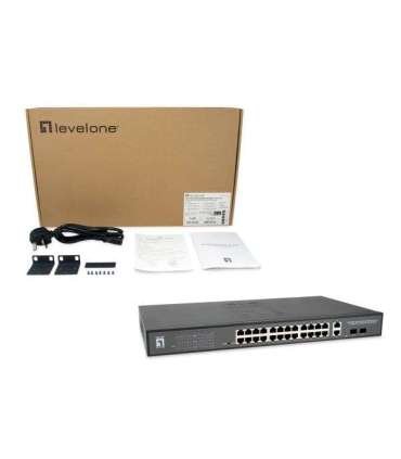 LevelOne GEP-2841 GEP-2841, Managed, L2, Gigabit Ethernet (10/100/1000), PoE, Rack mount, 1U