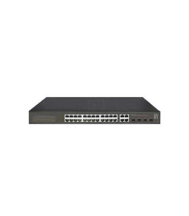 LevelOne GES-2128P Hilbert 28-Port Gigabit PoE Smart Lite Switch, 24 PoE 380W, 4x SFP/RJ45 Combo, L2