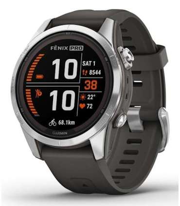 Garmin fēnix 7S Pro 3.05 cm (1.2") MIP 42 mm Digital 240 x 240 pixels Touchscreen Silver Wi-Fi GPS (satellite)