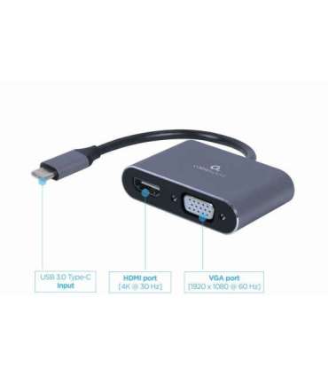 Cablexpert A-USB3C-HDMIVGA-01 USB graphics adapter Grey