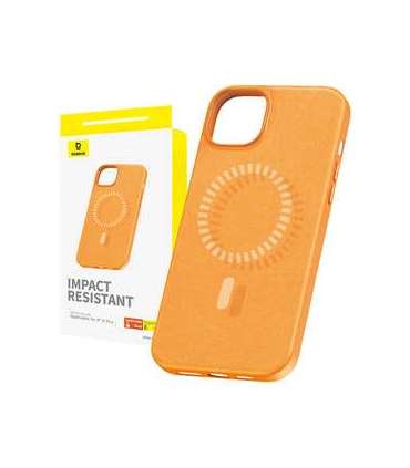 Magnetic Phone Case for iPhone 15 Plus Baseus Fauxther Series (Orange)