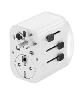 Gembird TPA-EU2A1C15-01-W Grounded universal travel power adapter, 15 W, white