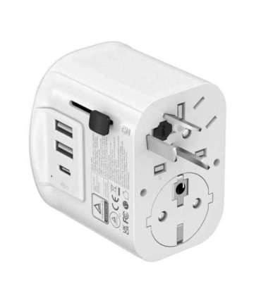 Gembird TPA-EU2A1C15-01-W Grounded universal travel power adapter, 15 W, white