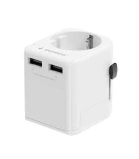 Gembird TPA-EU2A12-01-W EU to Universal travel power adapter, 12W, white