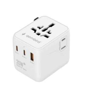 Gembird TPA-1A2C20-01-W Universal travel power adapter, 20 W, white